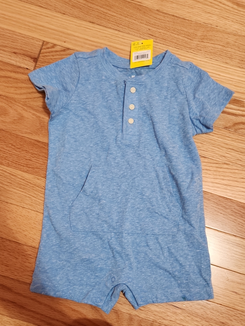 Primary Light Blue Short-Sleeve Henley One-Piece
